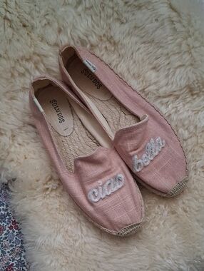 Soludos Anthropologie Pink Embroidered 'Ciao Bella' Espadrilles